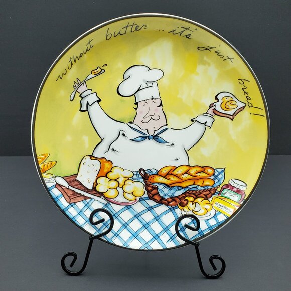 Mud Pie Fat Chef Salad Dessert Plates French Italian Chefs Bread Plates - Picture 4 of 6